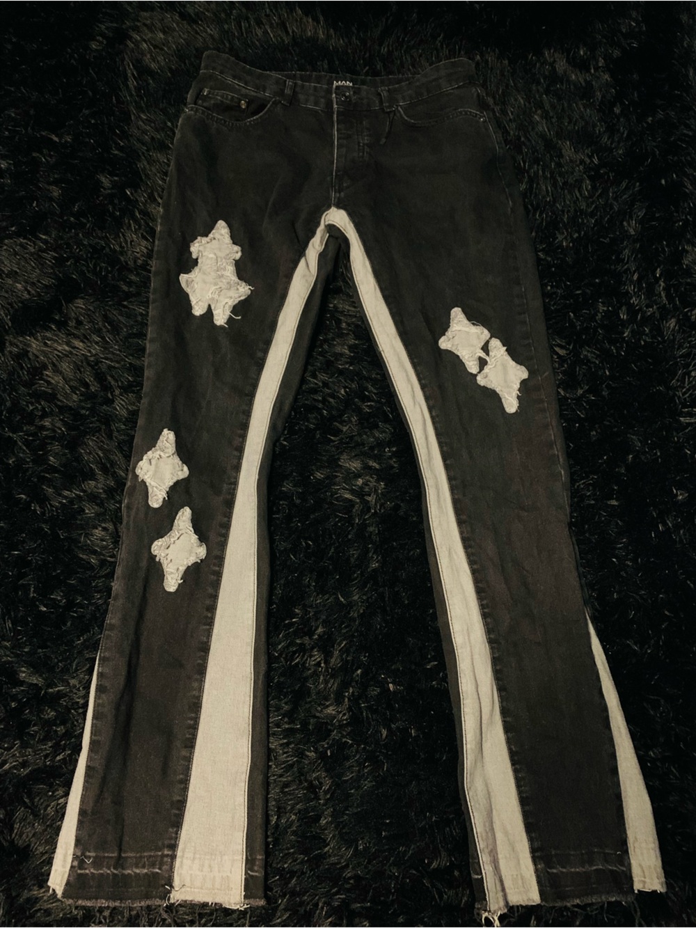 Vintage Black Two-Tone Patchwork Jeans Men’s 32 Never Worn